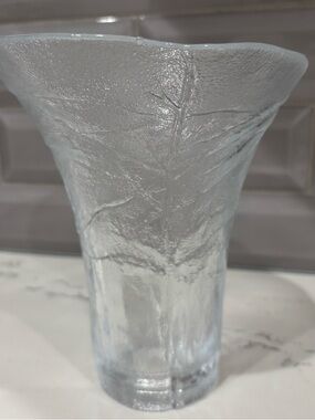 MCM Meri Lasi Glass Vintage Vase Finland 1970s Textured Forest 8”x6.5" Timeless